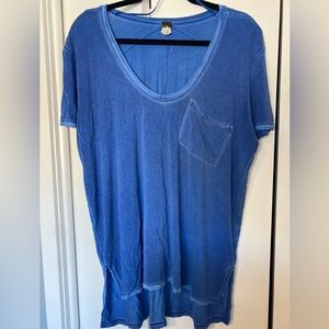 Free People Keep Me V-Neck T-Shirt SS Blue